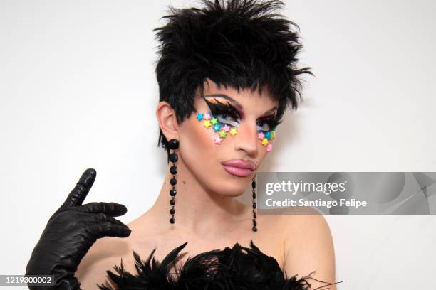 RuPaul's Drag Race season 10 winner Aquaria poses for photos after DJing Susanne Bartsch's 'ONTOP' ONLINE via ZOOM on April 16, 2020 in New York City.