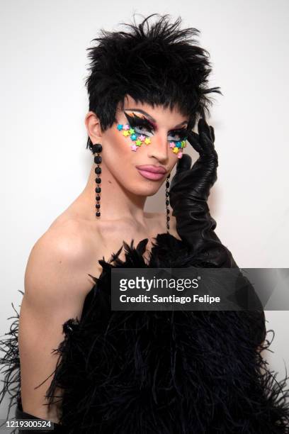 RuPaul's Drag Race season 10 winner Aquaria poses for photos after DJing Susanne Bartsch's 'ONTOP' ONLINE via ZOOM on April 16, 2020 in New York City.