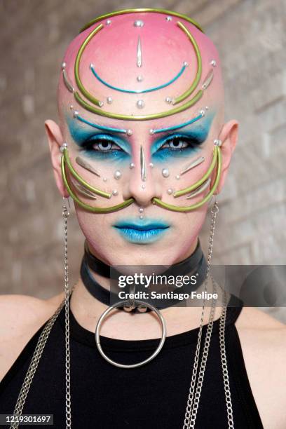 Ryan Burke poses for photos while he hosts Susanne Bartsch's 'ONTOP' ONLINE at home via ZOOM on April 16, 2020 in New York City.