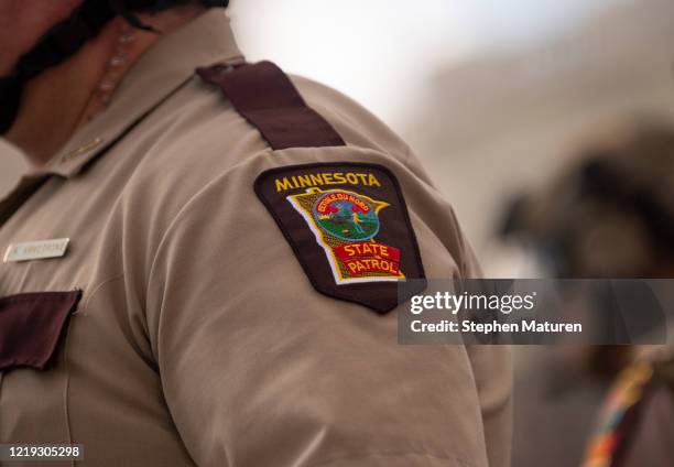 Member of the Minnesota State Patrol stands guard during a demonstration on the grounds of the State Capitol on June 10, 2020 in St. Paul, Minnesota....