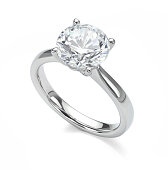 Diamond Ring Isolated on White Engagement Solitaire Style Ring
