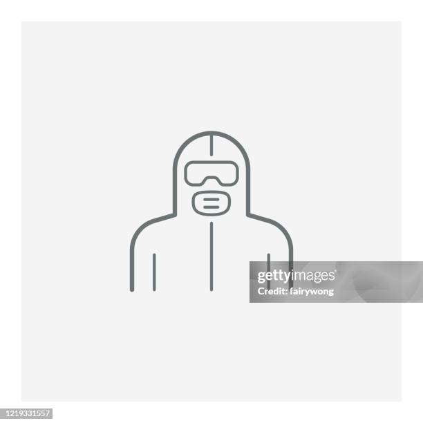 stockillustraties, clipart, cartoons en iconen met pictogram persoon in hazmat-pak - hazmat suit