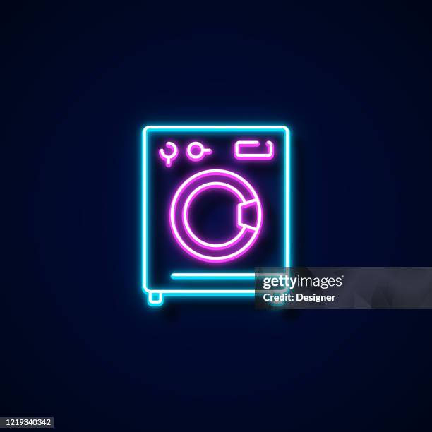washing machine icon neon style, design elements - task lighting stock illustrations