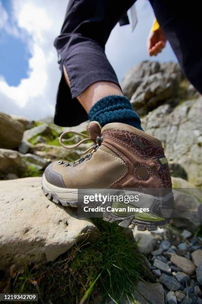 close up of a hiking boot - llanberis stock pictures, royalty-free photos & images