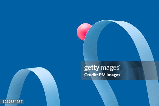 Abstract roller coaster, red ball