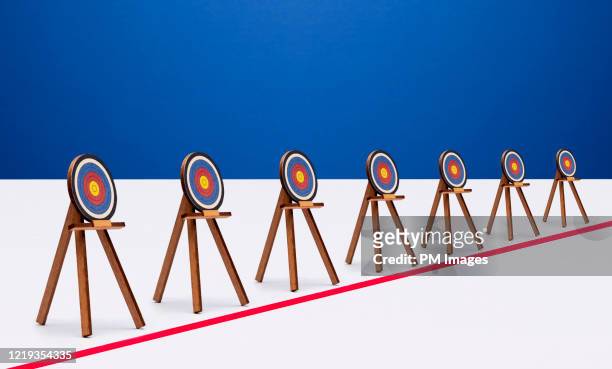 line of targets - archery target stock pictures, royalty-free photos & images