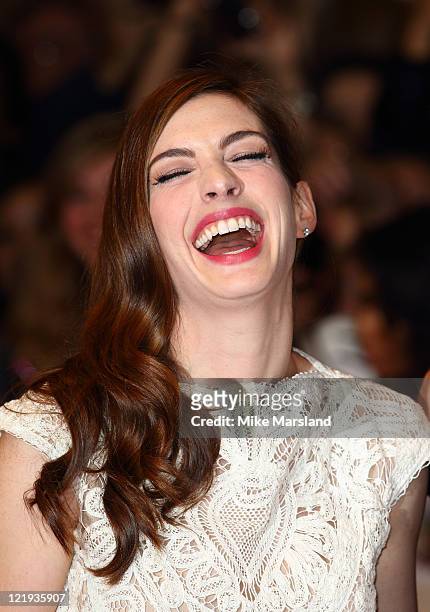 Anne Hathaway attends the UK premiere of 'One Day' at Vue Westfield on August 23, 2011 in London, England.