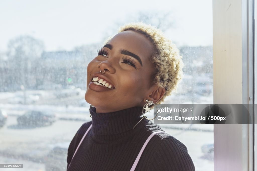 Portrait of young woman smiling