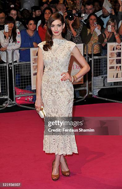 Anne Hathaway attends the European premiere of 'One Day' at Vue Westfield on August 23, 2011 in London, England.