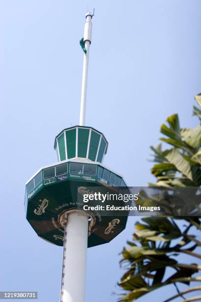 Carlsberg Sky Tower fixed aerial amusement ride Sentosa Island Singapore.