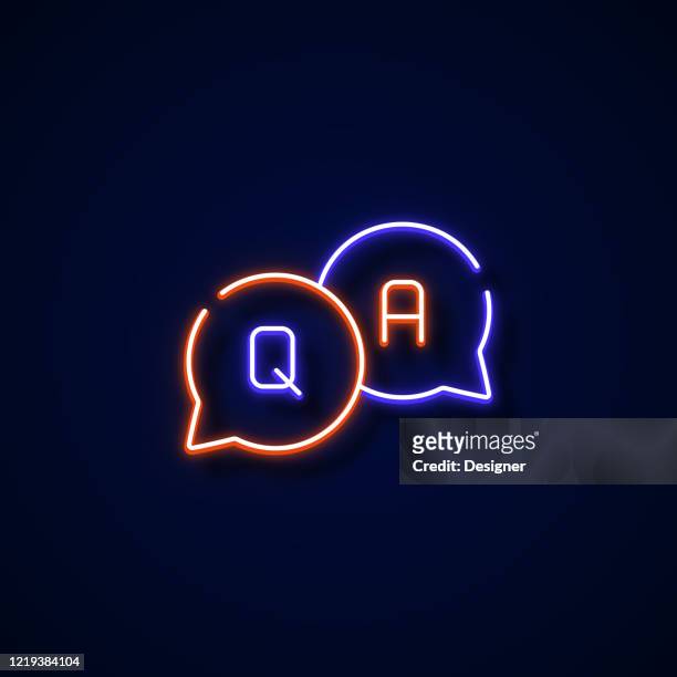 q and a icon neon style, design elements - neon speech bubble stock illustrations
