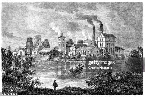 die friedenshütte bei morgenroth in oberschlesien ,stahlwerke - industrielle revolution stock-grafiken, -clipart, -cartoons und -symbole