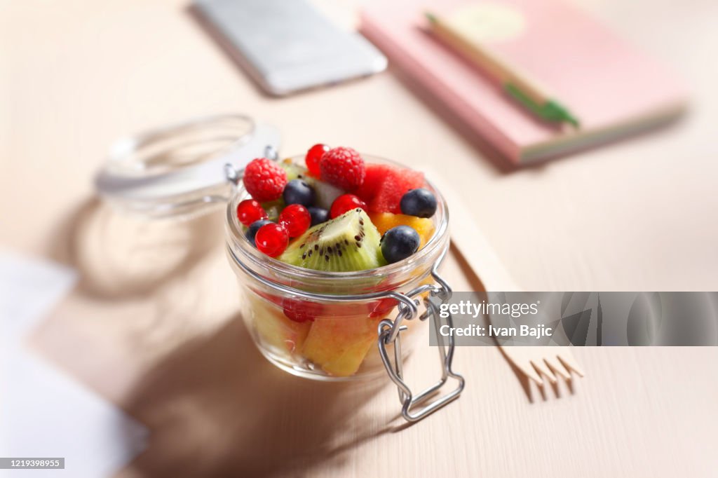 Zero Waste Lunch Fruits Salad In A Glass Container High-Res Stock Photo -  Getty Images