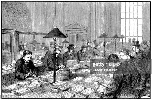 the bank of england. the banknote accounting chamber - archival business stock illustrations