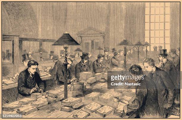 the bank of england. the banknote accounting chamber - business history stock illustrations