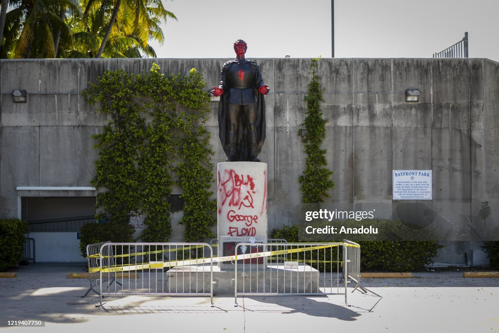 Vandalized statues in Miami