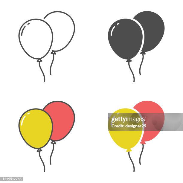 balloons icon set vector design. - balloon icon stock illustrations