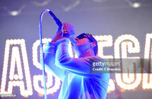 James Allan of Glasvegas performs on stage at the V Festival in Hylands Park on August 20, 2011 in Chelmsford, United Kingdom.