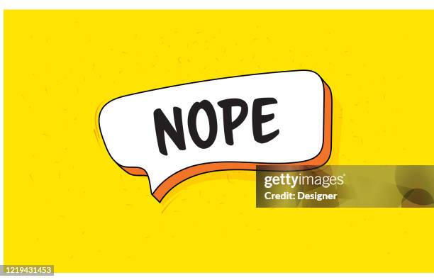 speech bubble banner with text nope. retro style design. - angry thought bubbles stock illustrations