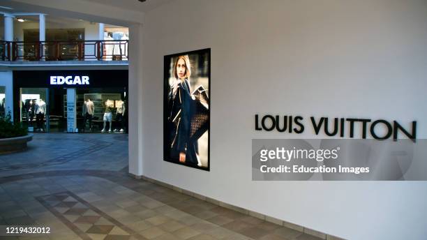 Sign at Louis Vuitton designer boutique Gustavia St Barts.
