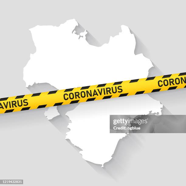 kansai map with coronavirus caution tape. covid-19 outbreak - osaka stock illustrations