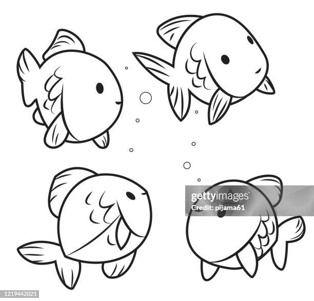 ilustrações, clipart, desenhos animados e ícones de preto e branco, peixes bonitos - peixe tropical