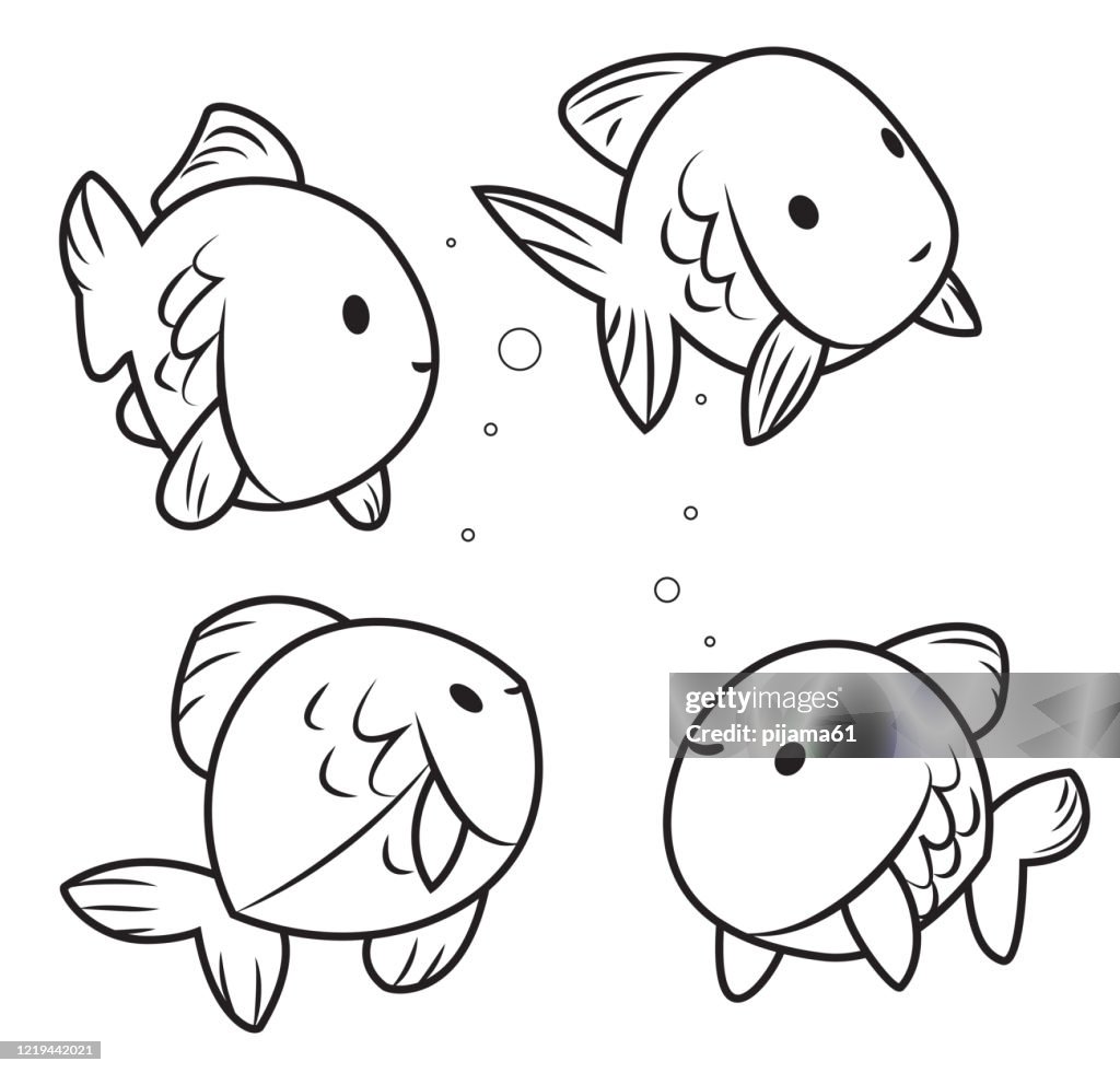 Black And White Cute Fishes High-Res Vector Graphic - Getty Images