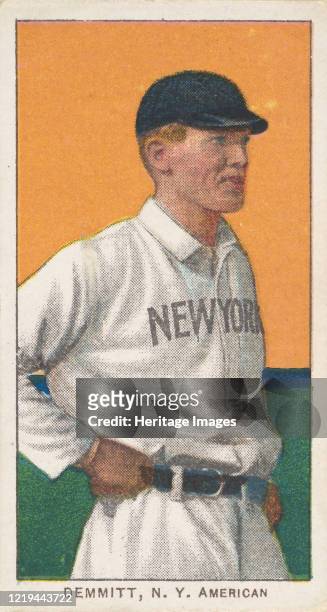 Demmitt, New York, American League, from the White Border series for the American Tobacco Company, 1909-11. Outfielder in Major League from 1909-1919...