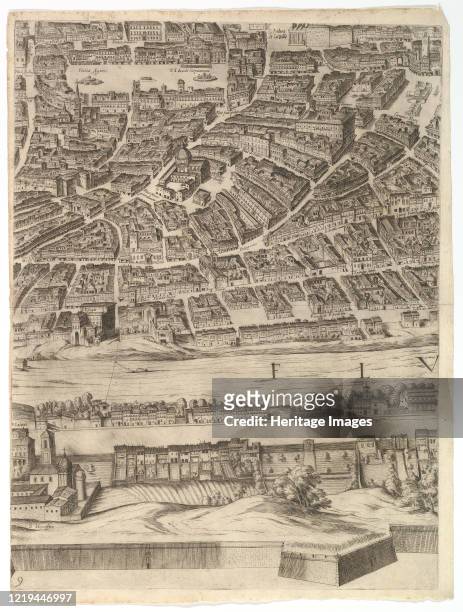 Plan of the City of Rome: sheet 9 with the Piazza Navona, the Campo di Fiore and the Sant' Onofrio, 1645. Artist Antonio Tempesta.
