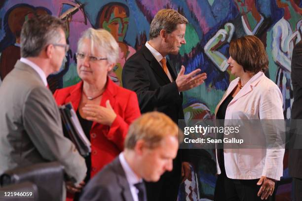 German Defense Minister Thomas de Maiziere, Education Minister Annette Schavan, Health Minister Daniel Bahr , Foreign Minister Guido Westerwelle and...