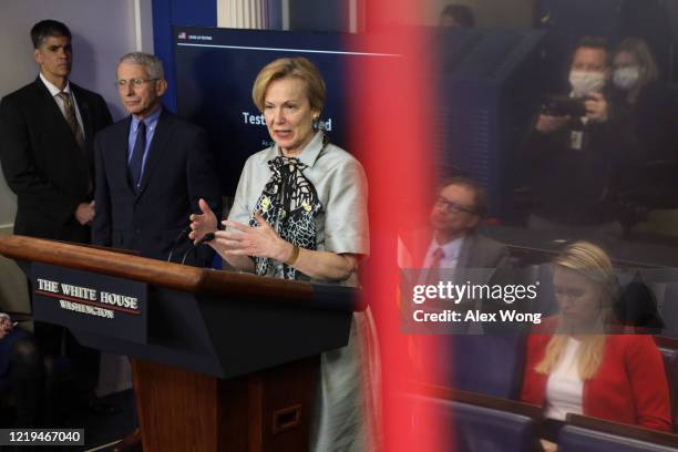 White House coronavirus response coordinator Deborah Birx speaks as National Institute of Allergy and Infectious Diseases Director Anthony Fauci...