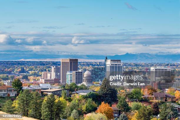 boise fall skyline - boise stock pictures, royalty-free photos & images