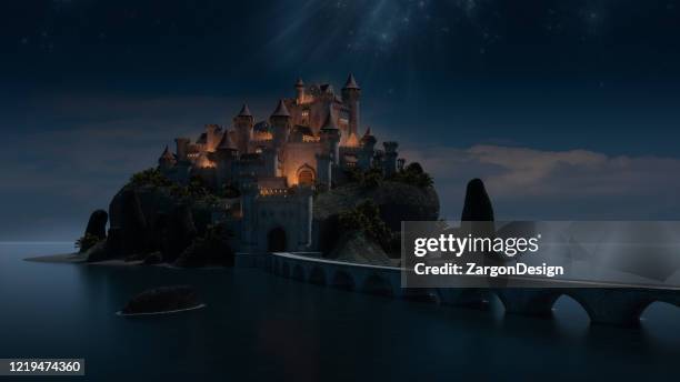 storybook castle - fairytale stock-fotos und bilder