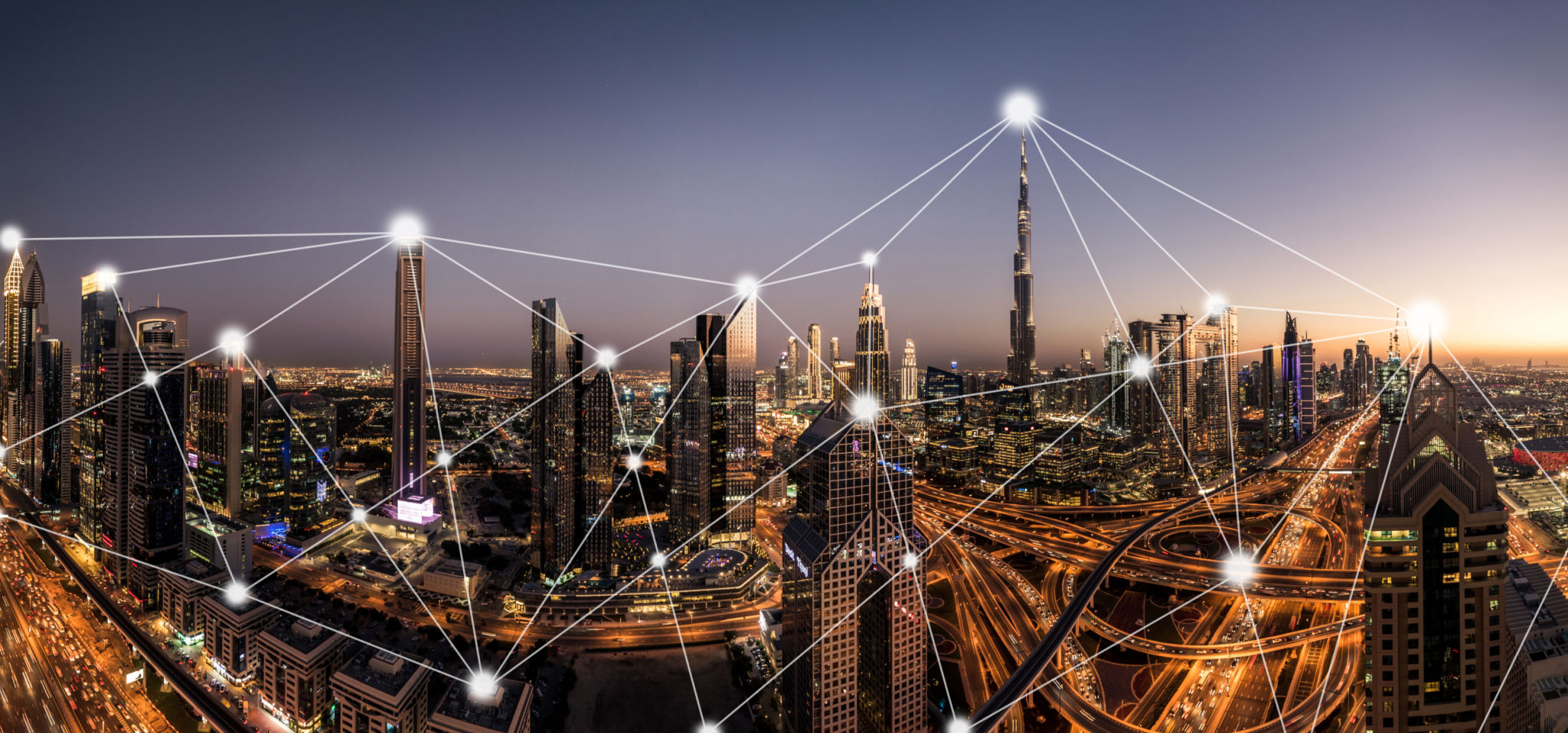 Dubai City Skyline and 5G Network Dubai City Skyline and 5G Network