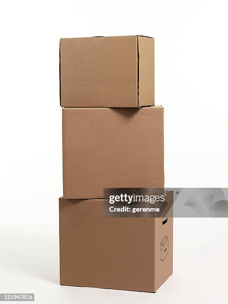 cardboard box - cardboard box isolated stock-fotos und bilder