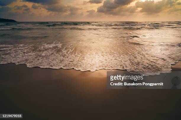 colorful ocean beach sunset with deep blue sky - kaiman inseln stock-fotos und bilder