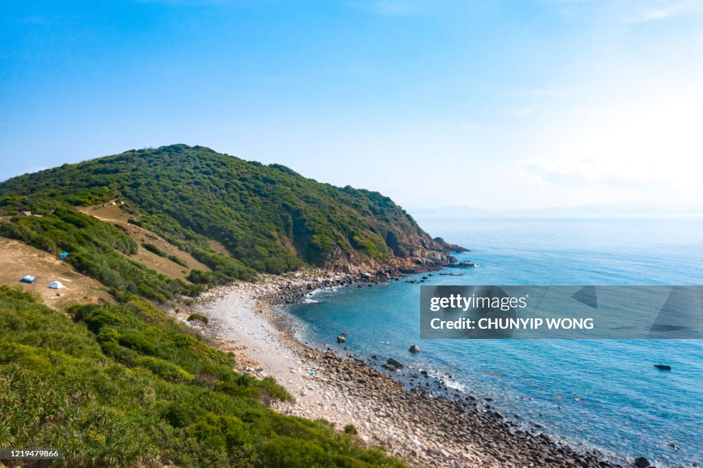 A seascape of Tap Mun or Grass Island where is located in Sai Kung