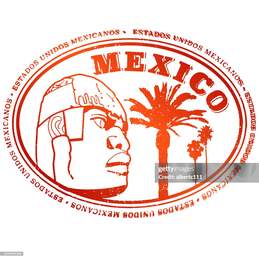 Vintage Mexico Travel Passport Stamp