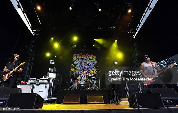 Rome Ramirez, Bud Gaugh, and Eric Wilson of Sublime with Rome perform in support of the bands' Yours Truly release at Shoreline Amphitheater on...