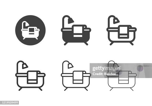 bathtub icons - multi series - domestic bathroom stock illustrations