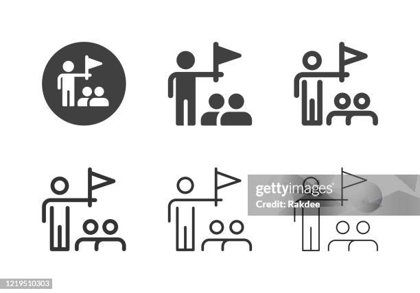 tour guide icons - multi series - royal tour stock illustrations