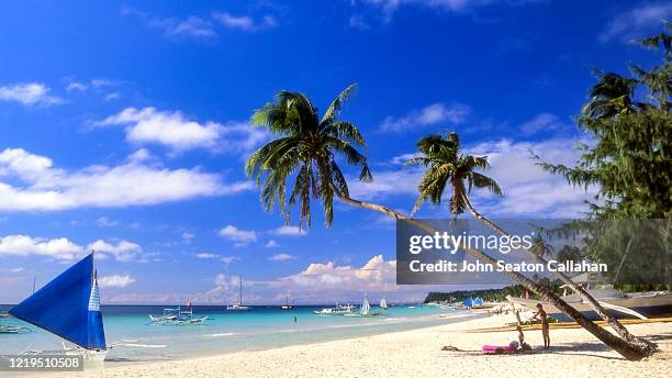 the philippines, white beach on boracay island - boracay beach stock pictures, royalty-free photos & images