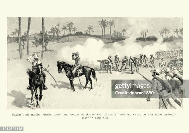 ilustrações de stock, clip art, desenhos animados e ícones de spanish artillery, battle of la majagua, cuban war of independence - independência