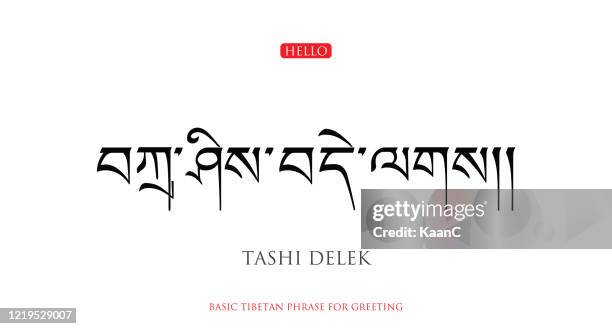 basic tibetan phrase for greating. stock vector - shih tzu stock illustrations