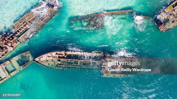 tangalooma shipwrecks - gold coast australia stock pictures, royalty-free photos & images