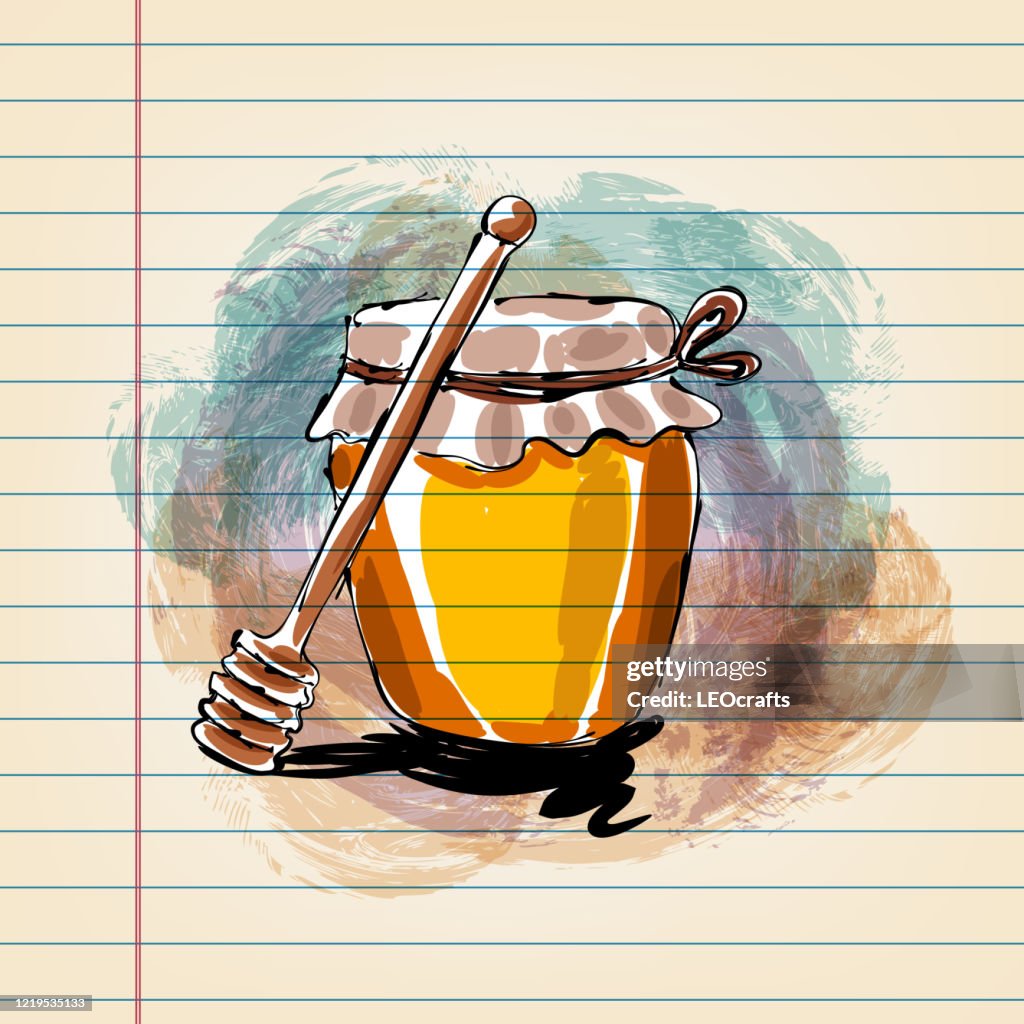 Honey Jar Drawing on Ruled Paper