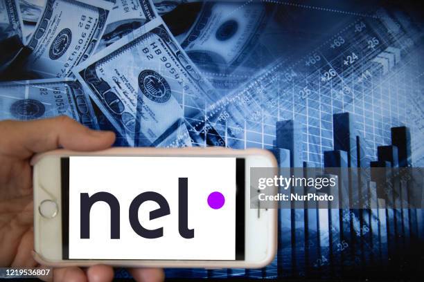 In this illustration is displayed on a smartphone's screen the company logo of Nel ASA, which focuses on production and distribution of hydrogen from...