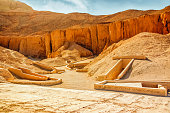 Valley of kings. The tombs of the pharaohs. Tutankhamun. Luxor. Egypt. Ancient monument of architecture. Excavation. Vacation holidays background wallpaper