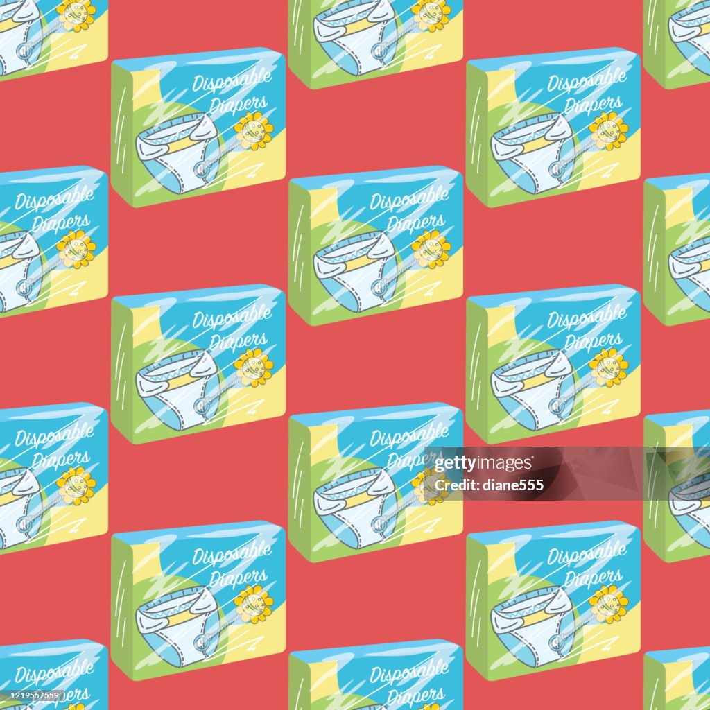 Packages Of Diapers Seamless Pattern