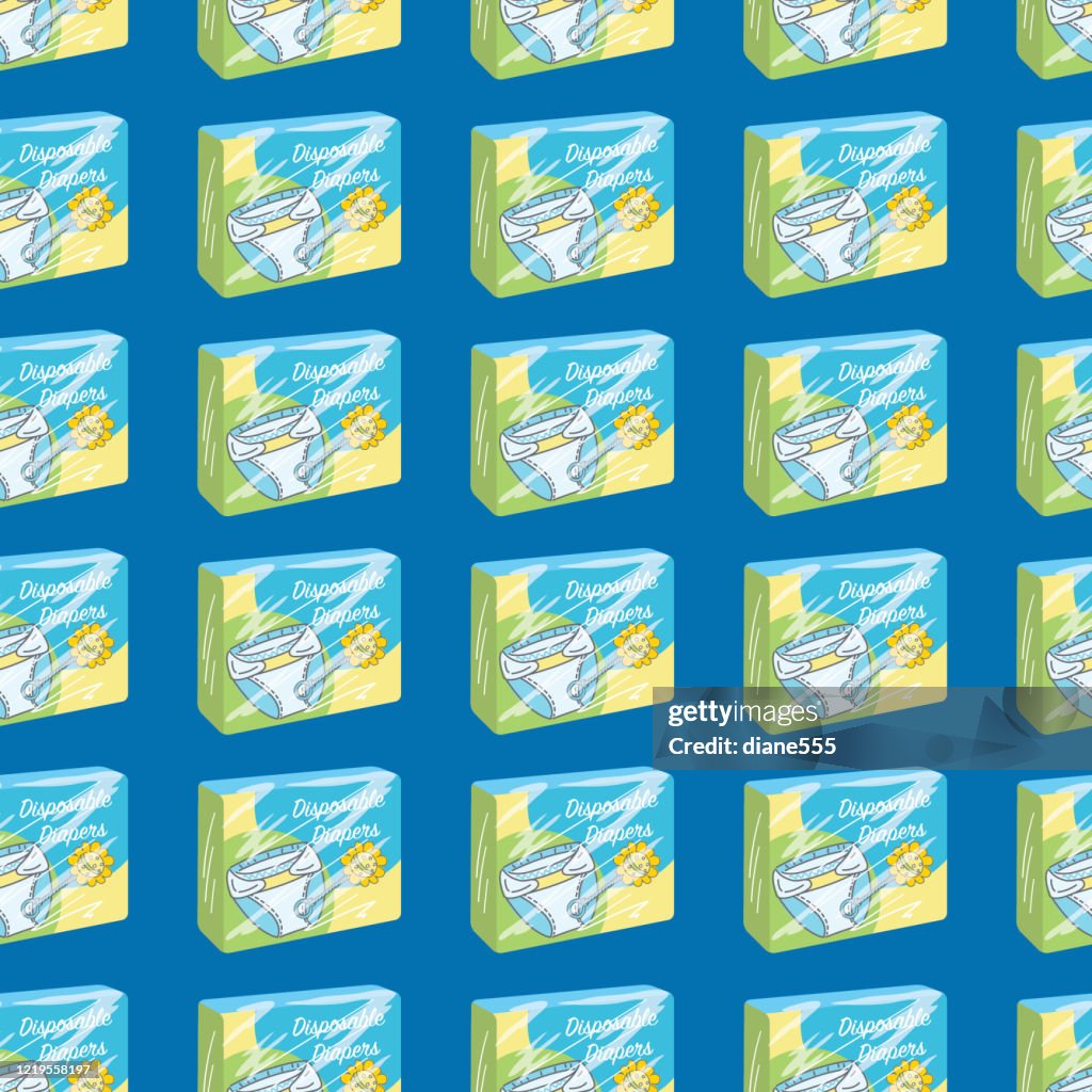 Packages Of Diapers Seamless Pattern